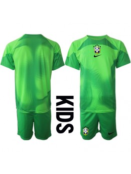 Billige Brasil Keeper Bortedraktsett Barn VM 2022 Kortermet (+ Korte bukser)